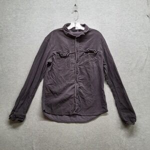 Rogue Men Button Up Shirt‎ Medium Black Corduroy Work Pockets Long Sleeve
